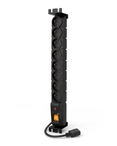Acar S8 FA Rack IEC 3m kabel, 8 zásuvek, přepěťová ochrana, do racku