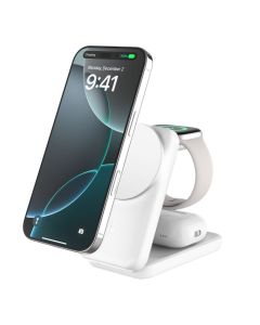 Belkin UltraCharge Qi2 25W 3v1 Magnetická skládací nabíječka pro iPhone/Apple Watch/AirPods, bílá