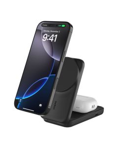 Belkin UltraCharge Qi2 25W 2v1 Magnetická skládací nabíječka pro iPhone/AirPods, s USB-C, černá