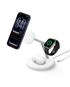 Belkin UltraCharge PRO 25w Qi2 3in1 Charging Stand White