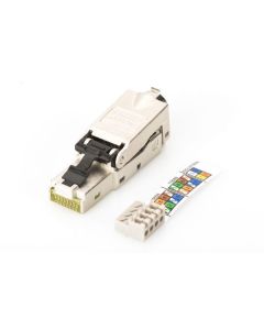 DIGITUS CAT 6A konektor pro montáž v terénu, STP, s protiprachovou krytkou a ochranou proti ohybu