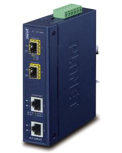 Planet IGT-2205AT, konvertor 2x1Gb, 2xSFP 100/1G/2.5G, -40až+75C, ESD, Backup Link, IP30, 24VAC/12-48VDC