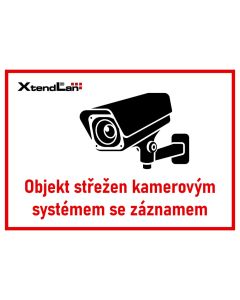 XtendLan Bezpečnostní tabulka (samolepka) pro kamerové systémy, bílá, 210x150mm