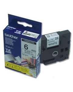 Brother - TZe-211, bílá / černá (6mm, laminovaná)