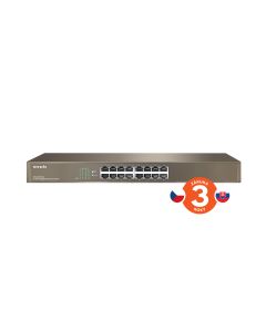 Tenda TEG1016G 16-port Gigabit Switch, 16x 10/100/1000 Mb/s, Fanless, MAC 8K, i na zeď, Rackmount