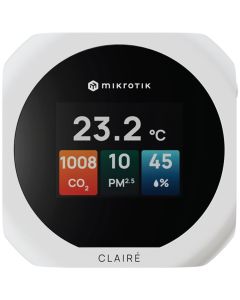 MikroTik CLAIRÉ, senzory CO2, PM2.5/10, teploty a vlhkosti, displej 2", podpora Matter i Thread, bílé