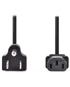 NEDIS napájecí kabel/ přímý/ přímý/ konektor IEC-320-C13/ zástrčka US/ kulatý/ černý/ 2m