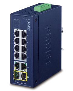 Planet IFGS-1022TF průmyslový switch, 8x100M + 2x1Gb/SFP, -40 až 75st.C, dual 9-48VDC, IP30, fanless
