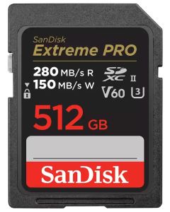 SanDisk Extreme PRO 512GB V60 UHS-II SD cards/ R:280/ W:150MB/s