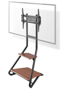 NEDIS podlahový TV stojan/ 37 - 75"/ nosnost 40 kg/ Bauhaus Design/ nastavitelné výšky/ MDF/ ocel/ černo-hnědý