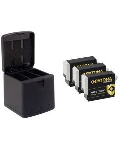 PATONA nabíječka pro digitální kameru Triple GoPro Hero 9/Hero 10/Hero 11/Hero 12/ 3x baterie 1730mAh Enduro