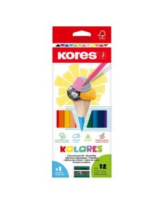 Pastelky Kores Kolores trojhranné+ořezávátko,12ks