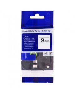 PRINTLINE kompatibilní páska s Brother TZE-125, 9mm, bílý tisk/průsvitný podklad