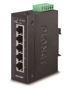 Planet ISW-500T, 5x 10/100Base-TX, ESD, DIN, IP30, -40~75°C