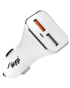 TRX Akyga AK-CH-08 2x USB nabíječka do auta 3A/ 15W/ Quick Charge 3.0/ bílá