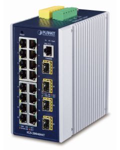 Planet IGS-20040MT L3 switch, 16x1Gb, 4x1Gb SFP, 9-48VDC, -40~75°C, IP30