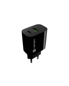 Univerzální nabíječka Natec RIBERA 20 W, 1X USB-A + 1X USB-C, černá