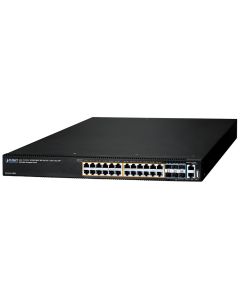 Planet SGS-6341-24P6X L3 switch, 24x1Gb, 6x10Gb SFP+, 24x PoE 802.3at 370W, HW/IP stack, VSF/Cluster, NIS2+NDAA