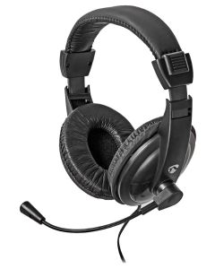 NEDIS headset CHST210BK/ drátová sluchátka + mikrofon/ 1x 3.5 mm jack/ 2x 3.5 mm jack/ kabel 1,8 m/ černý