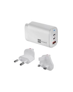 ER POWER 65W GaN síťový adaptér 2xUSB-C PD/USB-A bílý