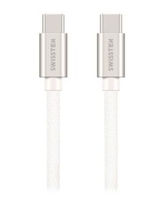 Swissten Datový Kabel Textile USB-C / USB-C 0,2m Stříbrný