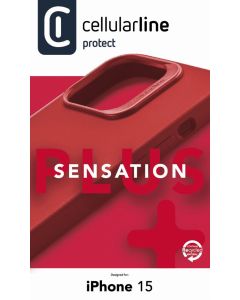 Ochranný silikonový kryt Cellularline Sensation Plus pro Apple iPhone 15, červený