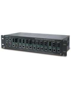 Planet MC-1500R, šasi 15 slotů pro media konvertory, 19"/2,5U, interní napájení 70W/48VDC, možný duální zdroj