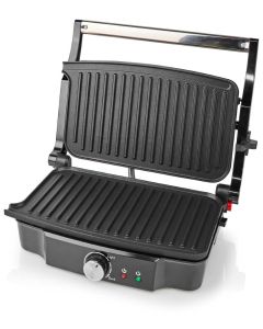 NEDIS kontaktní gril/ výkon 1500 W/ velikost desky 27,8 x 17 cm/ nerezová ocel/plast/ černo-stříbrný
