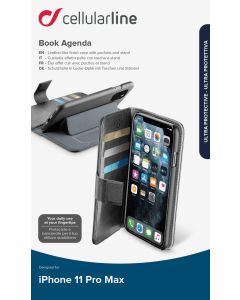 Pouzdro typu kniha CellularLine Book Agenda pro Apple iPhone 11 Pro Max, černé