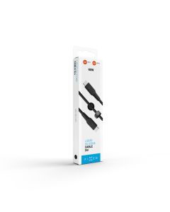 Dlouhý nabíjecí a datový Liquid silicone kabel FIXED s konektory USB-C/USB-C a podporou PD, 2m, USB 2.0, 60W, černý