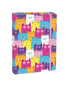 Box na sešity A4 - s gumou, Meow