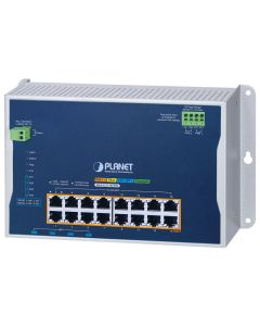 Planet WGS-5215-16UP4X plochý L2 switch, 16x1GbE 802.3bt 720W, 4x 10 Gbit SFP+, 48-54VDC, -40~75°C, IP30, fanless
