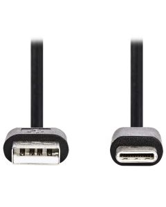 NEDIS kabel USB 2.0/ zástrčka USB-A - zástrčka USB-C/ 5 W/ 480 Mbps/ poniklovaný/ černý/ bulk/ 2m