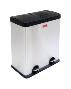 Koš na tříděný odpad nášlapný, 2 x 30 l nerezový