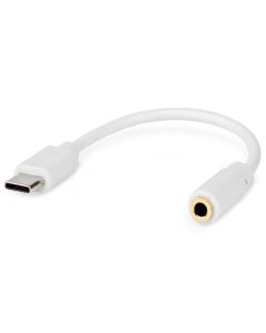 NEDIS USB 2.0 adaptér/ USB-C zástrčka - 3,5 mm zásuvka/ kulatý/ bílý/ blistr/ 10 cm