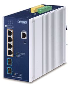 Planet IGS-6325-4UP2X průmyslový L3 switch, 4x2.5Gb, 2x10Gb SFP+, PoE 802.3bt 360W, 48-54VDC, -40~75°C, IP30, fanless