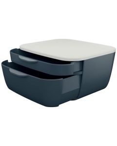 Dvouzásuvkový box Leitz Cosy,sametově šedá
