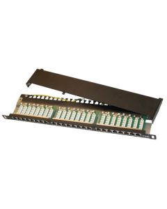 XtendLan Patch panel 19", 0.5U, 24 portů RJ-45, Cat6, stíněný, černý