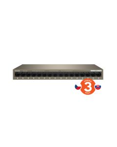 Tenda TEG1016M 16-port Gigabit Switch, 16x 10/100/1000 Mb/s, Fanless, MAC 8K, napájení AC/DC, i zeď