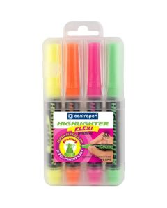Zvýrazňovač Centropen Flexi FLUO 8542,sada 4 barev