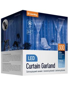 COLORWAY LED girlanda/ vnitřní / 300 LED / délka 3 x 3m / modrá/ AC 220V