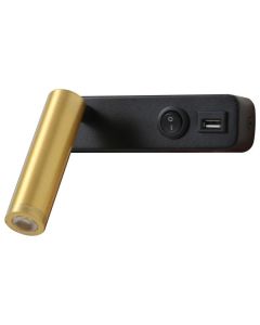 IMMAX GOAL designové nástěnné LED svítidlo, vypínač, USB, 3W, černo-zlaté