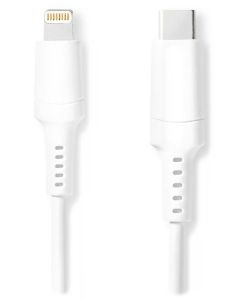 NEDIS Lightning kabel/ USB 2.0/ Apple Lightning 8pinový/ USB-C zástrčka/ kulatý/ bílý/ box/ 1m