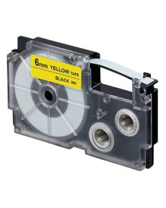 PRINTLINE kompatibilní páska s Casio XR-6YW1 6mm, 8m, černý tisk/žlutý podklad