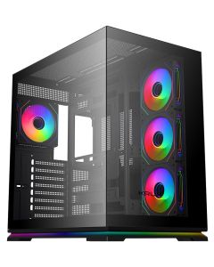 Krux skříň Atron / ATX / 4x120 mm PWM ARGB fan / USB 2.0 / USB 3.0 / USB-C / panoramatická / černá