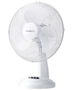 NEDIS stolní ventilátor/ průměr 30 cm/ výkon 35 W/ 3 rychlosti/ funkce oscilace/ kabel 1,5 m/ bílý