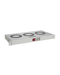 Chladící jednotka 19" 1U 3 ventilátory s bimetalovým termostatem RAL 7035 do 19" lišt VJ19-3-T-G