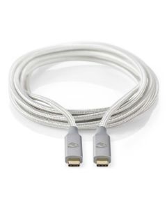 NEDIS PROFIGOLD USB-C/USB 3.2 Gen 2x2 kabel/ USB-C zástrčka - USB-C zástrčka/ nylon/ stříbrný/ BOX/ 2m