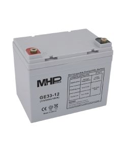 MHPower GE33-12 Gelový akumulátor 12V/33Ah, Terminál T2 - M6, Deep Cycle