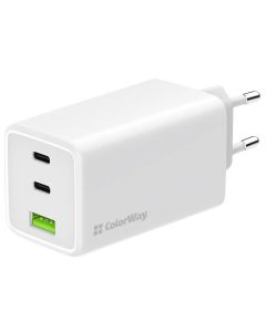 COLORWAY 2x USB-C, 1x USB-A/ síťová nabíječka/ GaN/ PD/ PPS/ 100W/ Bílá